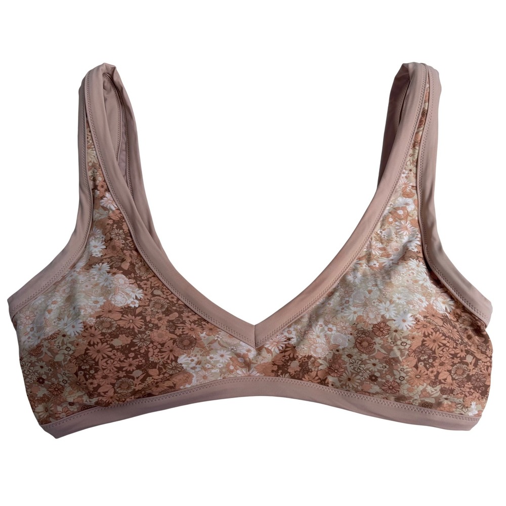 Aerie‎ Scoop Bralette Floral Nude Tan Bra XL